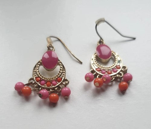 Boucles d'oreilles ethniques orientales avec pampilles artisanat Maroc