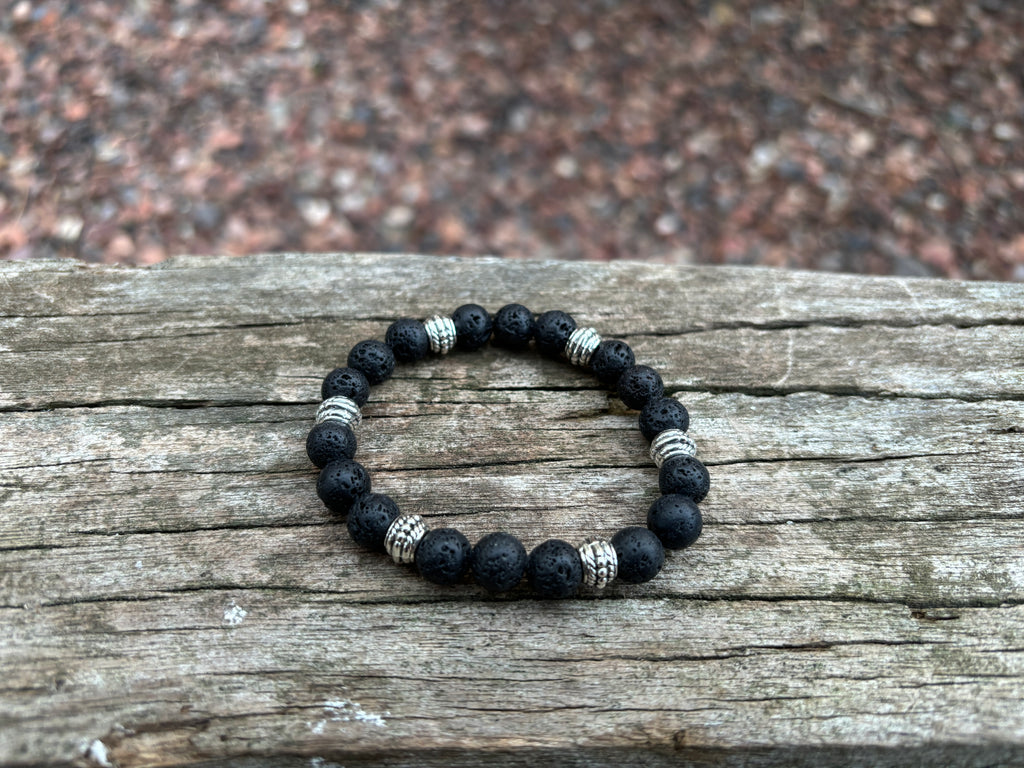 Bracelet élastique de Lithothérapie en Pierre de Lave