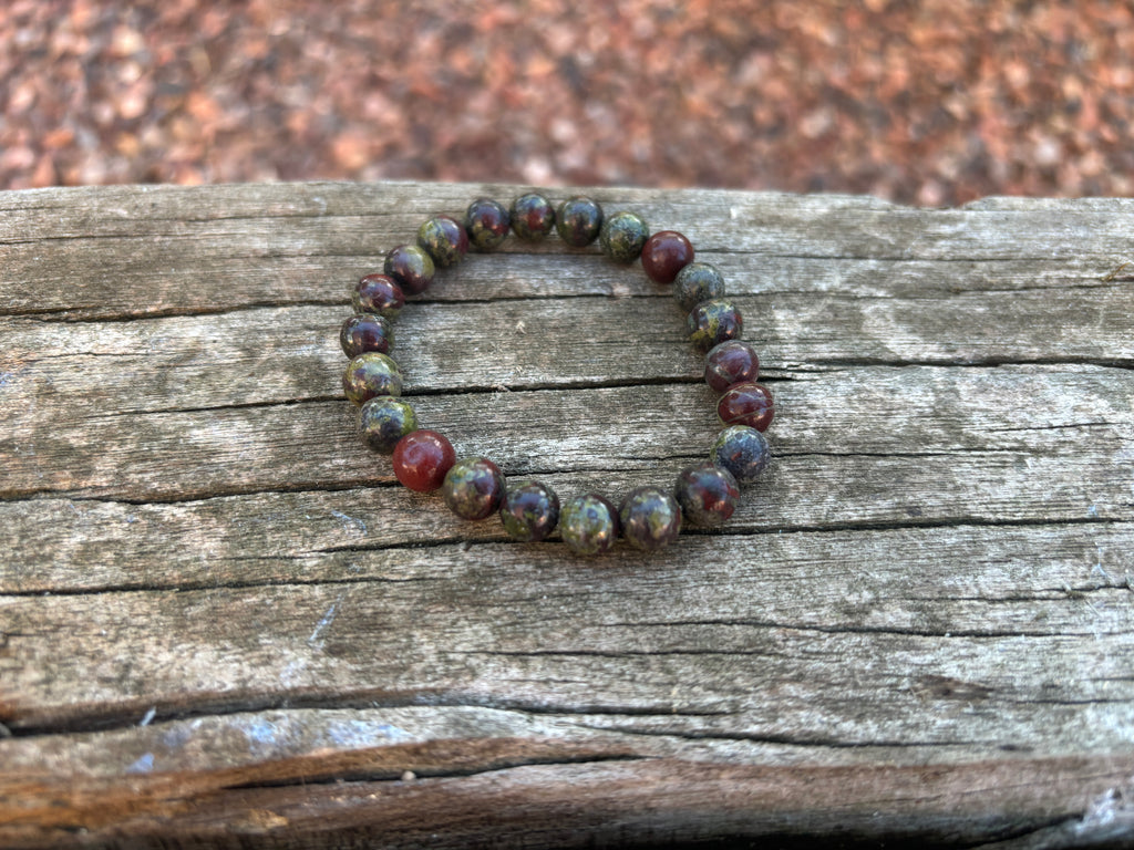 Bracelet élastique Lithothérapie en Jaspe Sang de Dragon 8mm