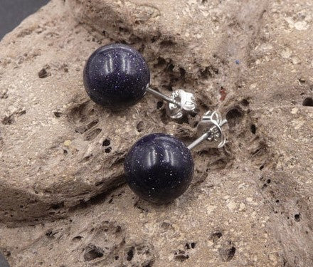 Boucles d'oreilles - Clous en Pierre de Soleil Bleue