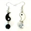 Boucles d'oreilles pendantes Yin Yang argent en agate noire et howlite