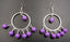 Boucles d'oreilles ethniques orientales pampilles mauves crochets en argent 925