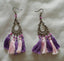 Boucles d'oreilles bohèmes boho chic avec pompons roses et violets - Crochets en argent 925