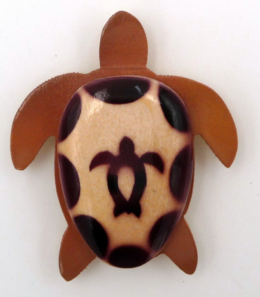 Magnet aimant tortue Maori en bois