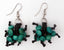 BOUCLES D'OREILLE EN BOIS PEINT BLEU TURQUOISE ET CUIR