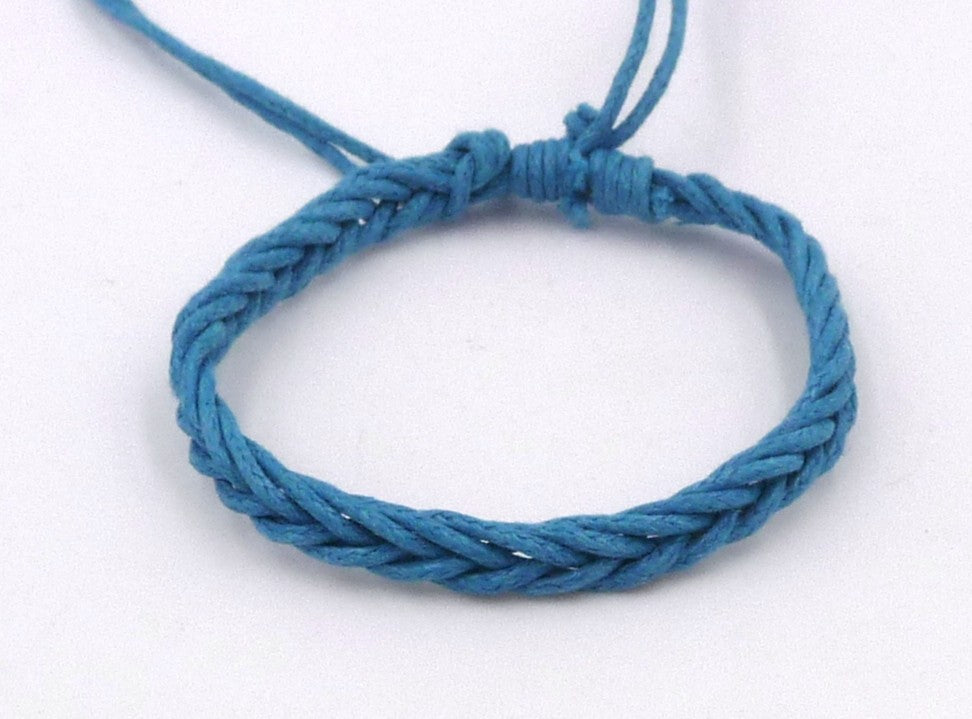 Bracelet Brésilien amitié bleu turquoise 100 % coton