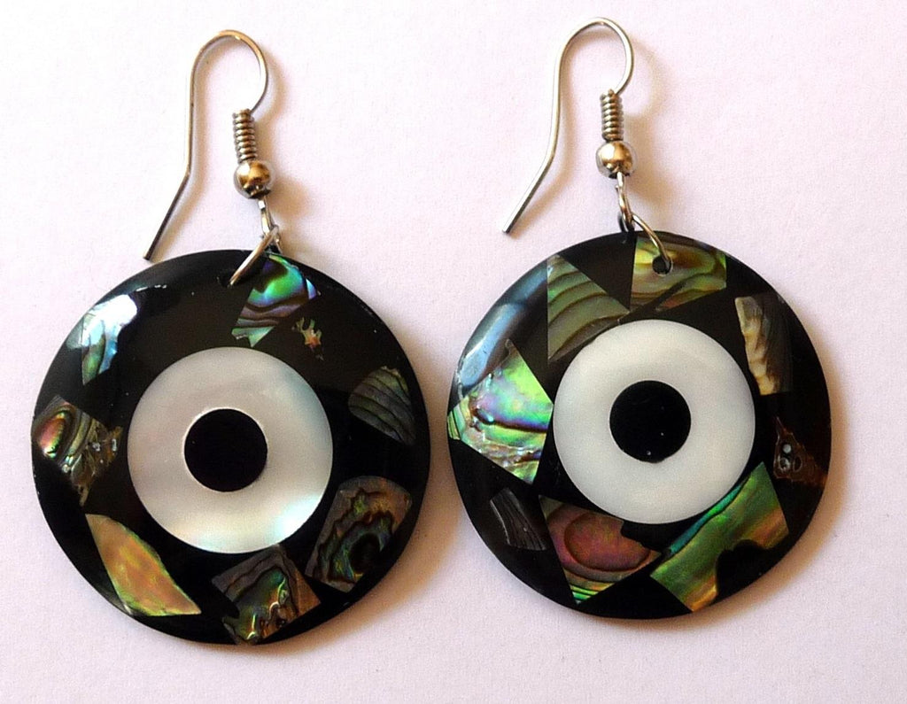 BOUCLES D'OREILLE EN NACRE (ABALONE) ARTISANAT BALI INDONÉSIE