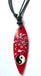 Collier planche de surf rouge en nacre motif Yin Yang