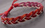 Bracelet en cuir tressé rouge et coton