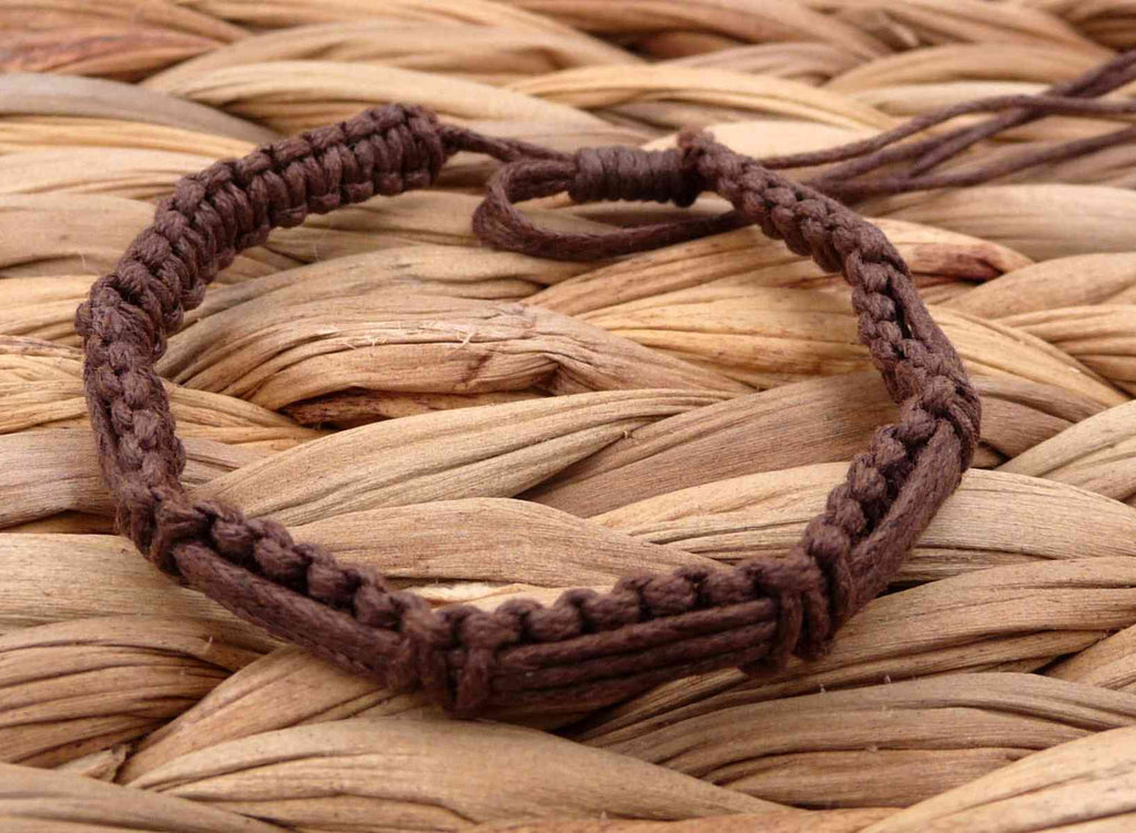 Bracelet de l'amitié unisexe réglable en 100 % coton marron chocolat