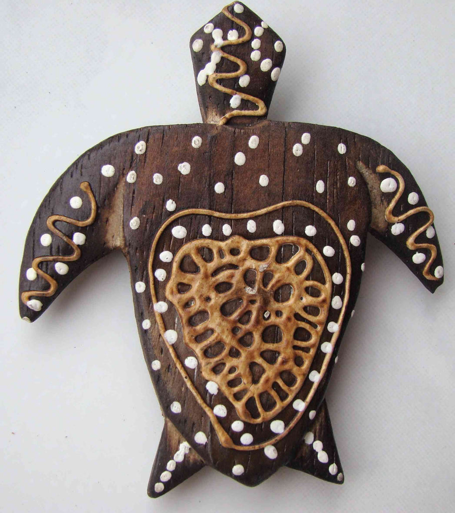 Magnet aimant tortue de mer en bois et coquille d'oeuf