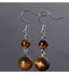 Boucles d'oreilles pendantes 2 boules en Oeil de Tigre