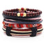 Ensemble de 4 bracelets ethniques  en cuir, coton et bois