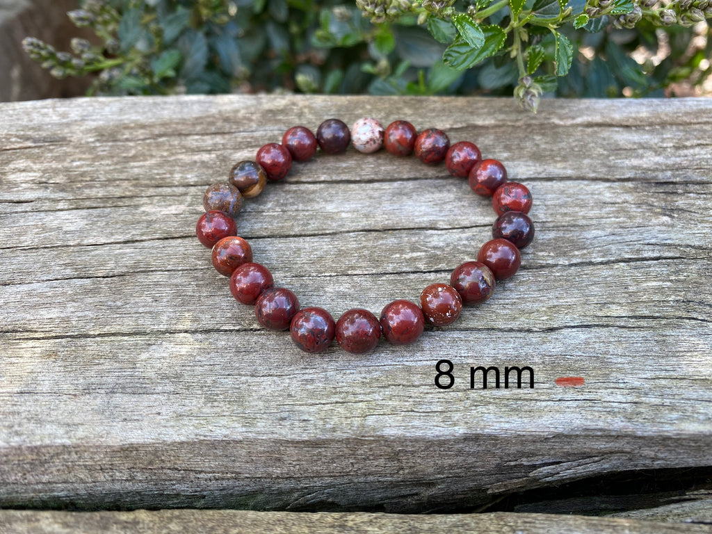 Bracelet en Jaspe Bréchique 8 mm- Encrage et protection