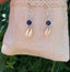 Boucles d'oreilles pendantes en Lapis Lazuli et coquillage Cauri