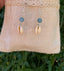Boucles d'oreilles pendantes en Aigue Marine et coquillage Cauri