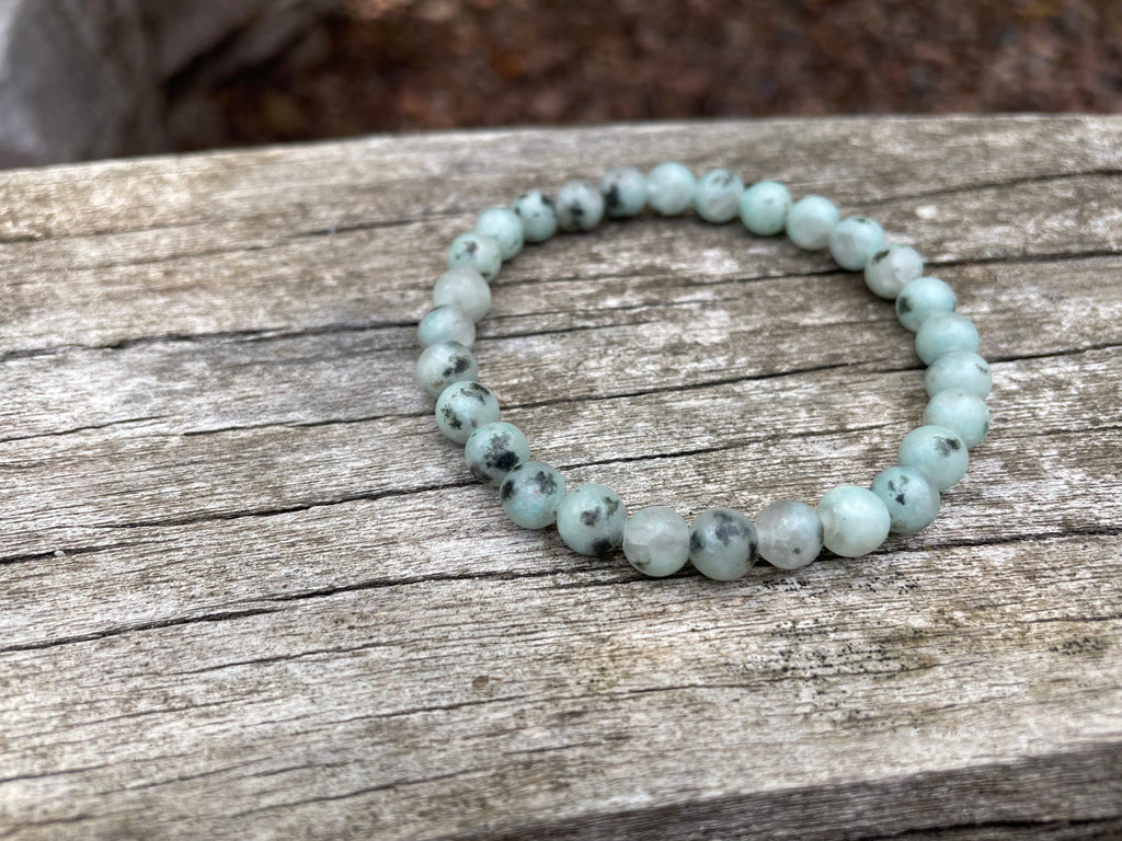 Bracelet en Jaspe Kiwi, Jaspe sésame, 6 mm- Calme et stress