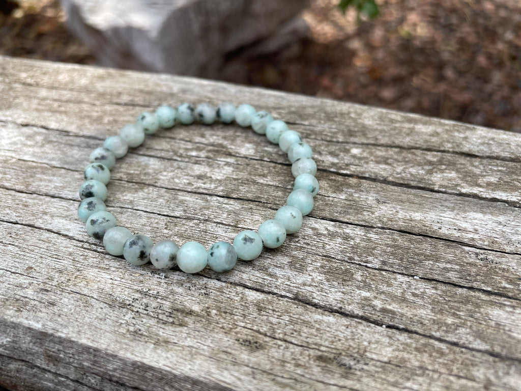 Bracelet en Jaspe Kiwi, Jaspe sésame, 6 mm- Calme et stress