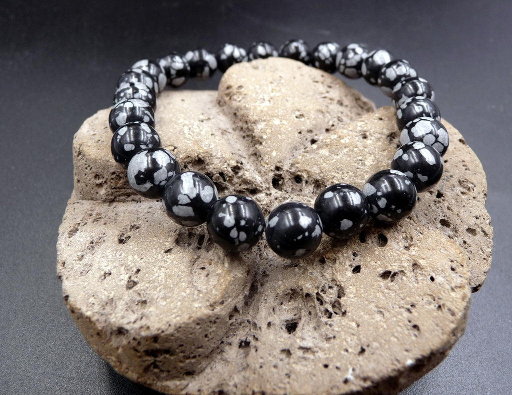 Bracelet Lithothérapie en Obsidienne Neige - Pierre puissante de protection