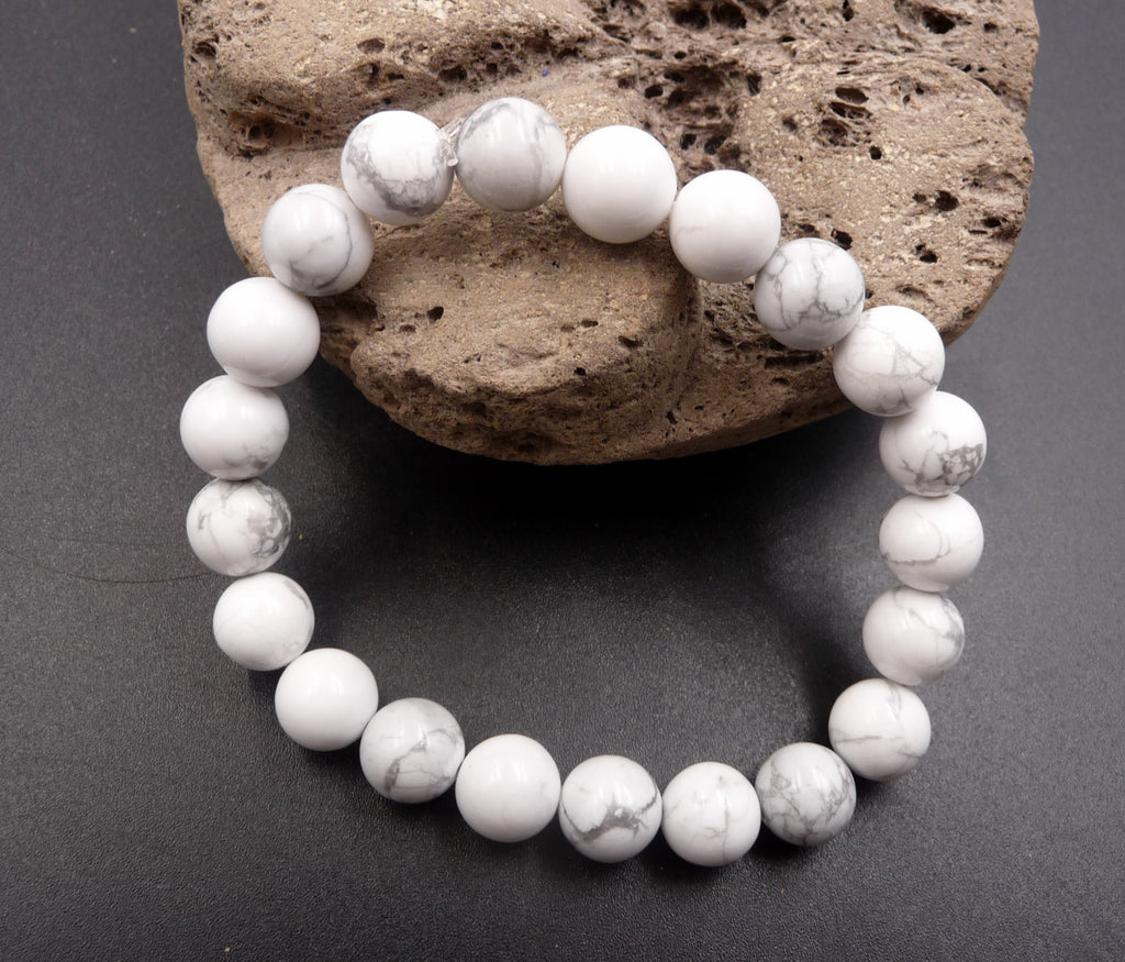 Bracelet Lithothérapie en Howlite naturelle 8 mm- Ancrage, relaxation