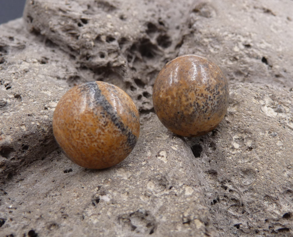 Boucles d'oreilles Clous en Jaspe Marron