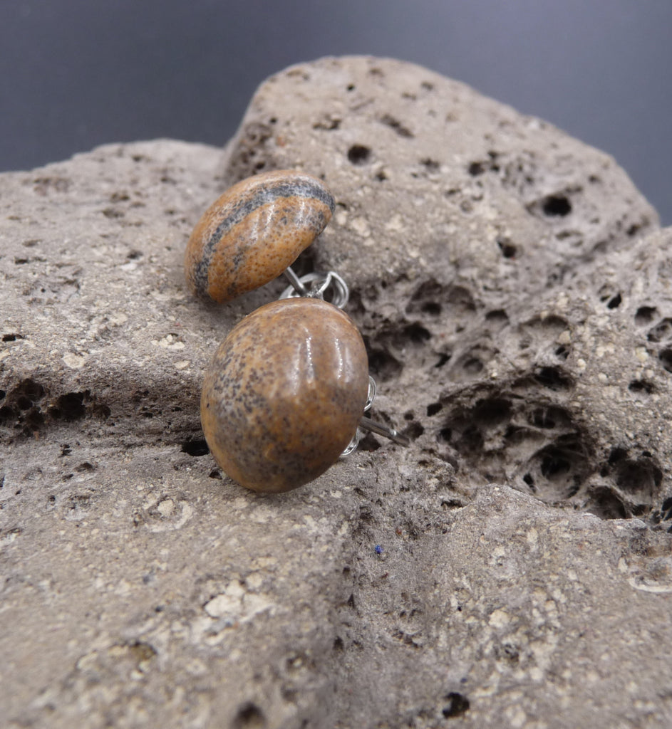 Boucles d'oreilles Clous en Jaspe Marron