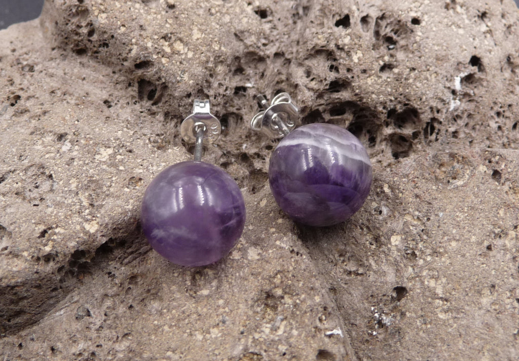 Boucles d'oreilles Clous en Améthyste fermoirs en argent 925