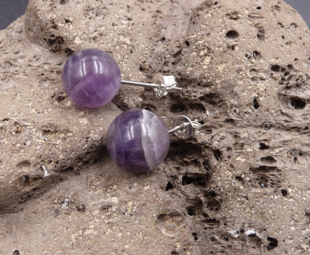 Boucles d'oreilles Clous en Améthyste fermoirs en argent 925