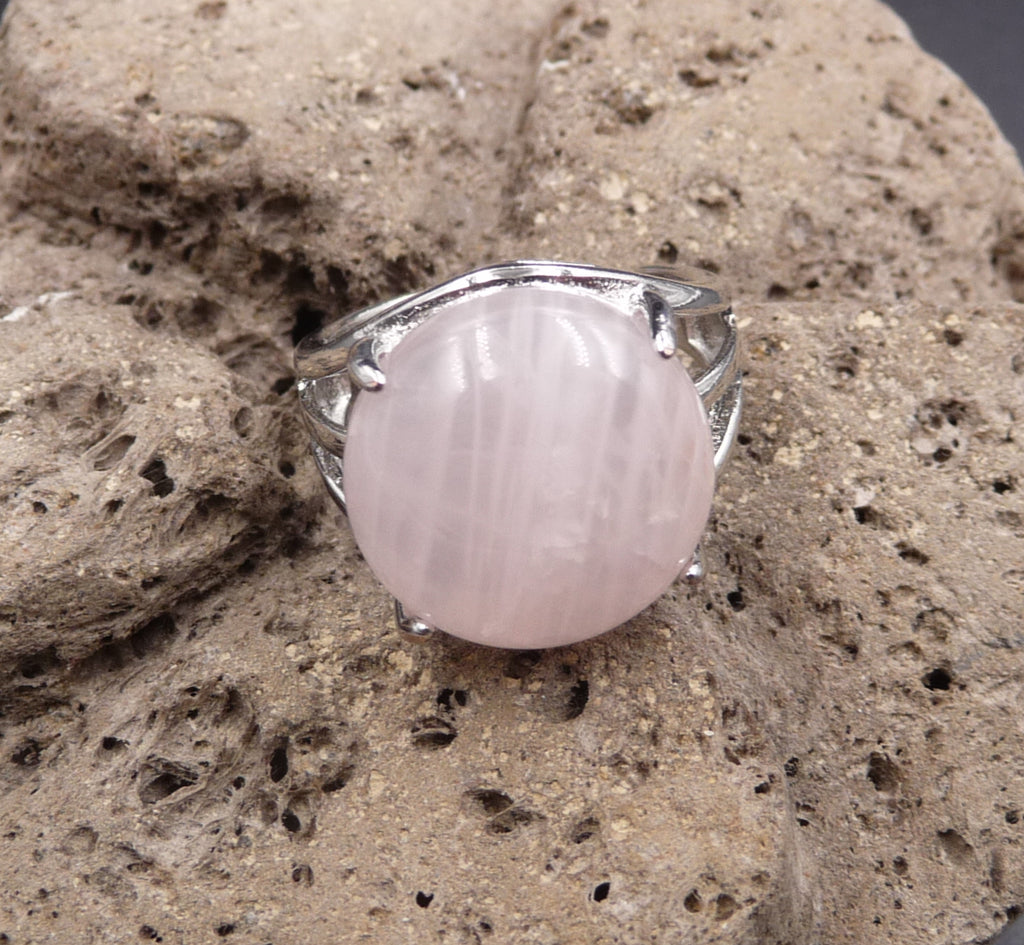 Bague ronde en Quartz Rose du Brésil