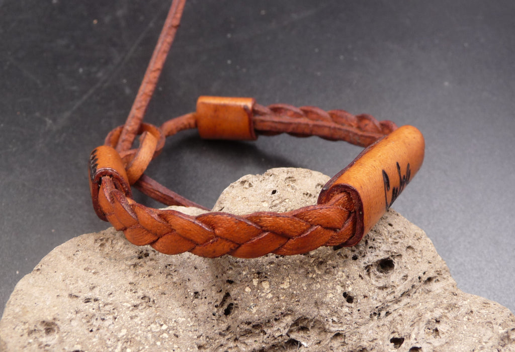 Bracelet en cuir marron tressé pour homme ou ado - Artisanat Cuba