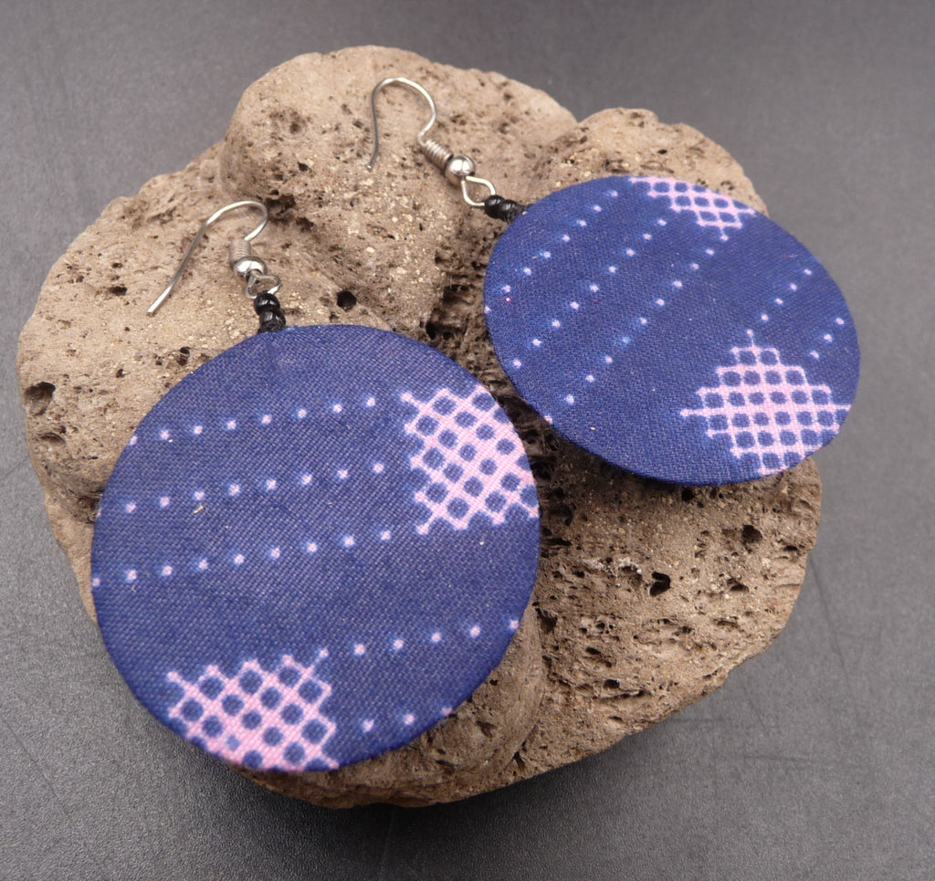 Boucles d'oreilles ethniques Kitenge en tissu Wax Africain