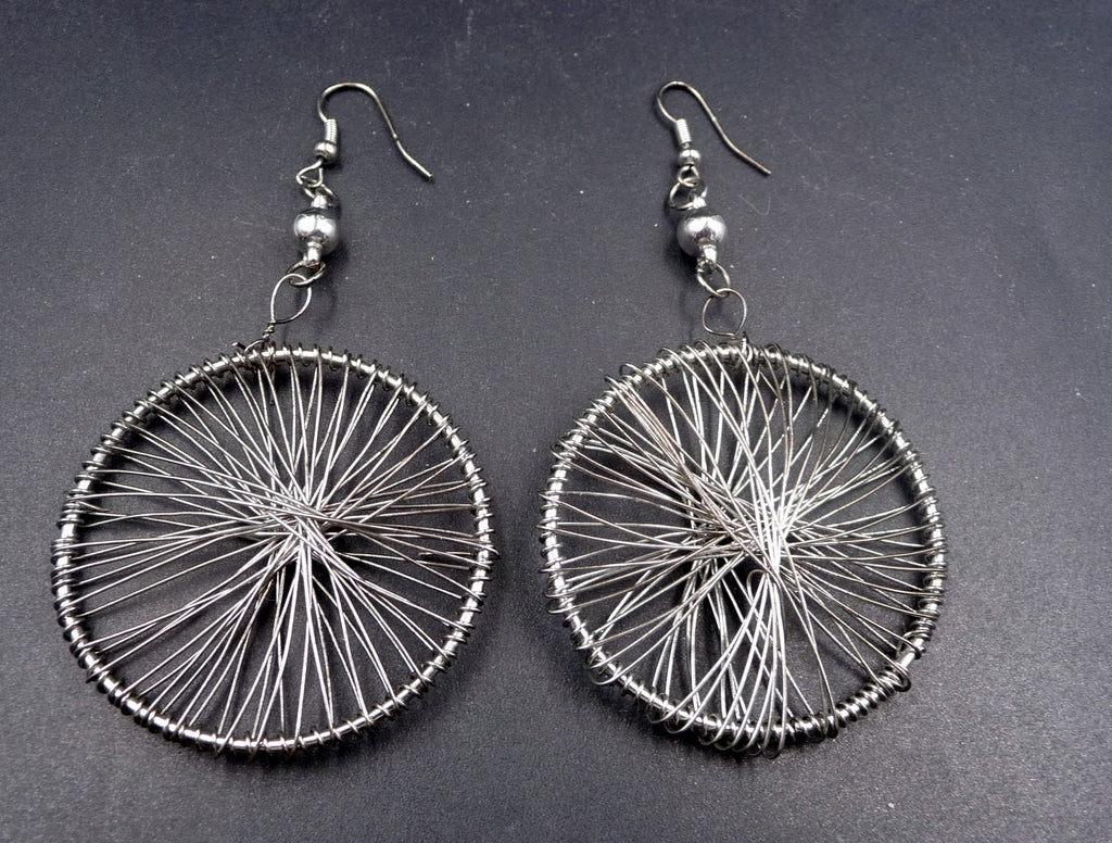 Boucles d'oreilles ethniques en fil argent artisanat du Maroc
