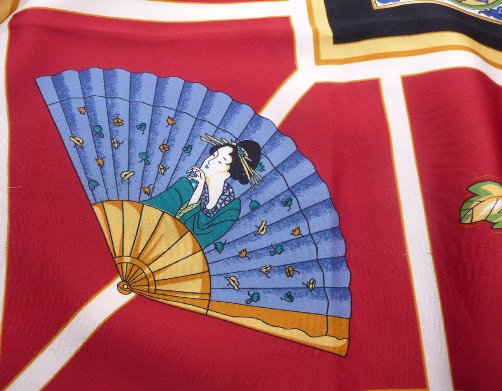 Foulard asiatique japonais "Danse des Geishas" Made in Japan