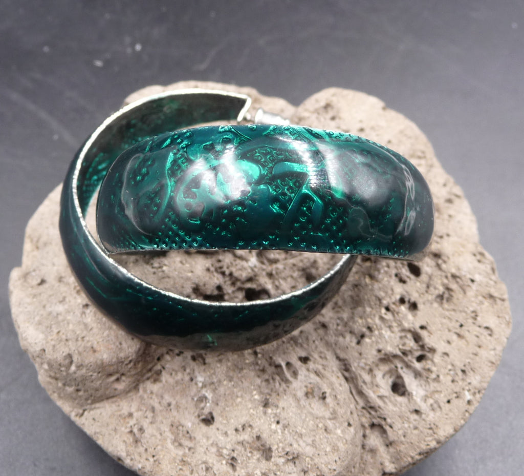 Boucles d'oreilles créoles vertes Doly