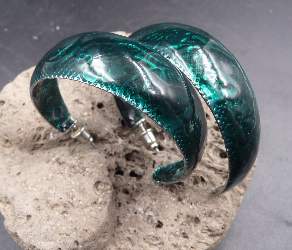 Boucles d'oreilles créoles vertes Doly