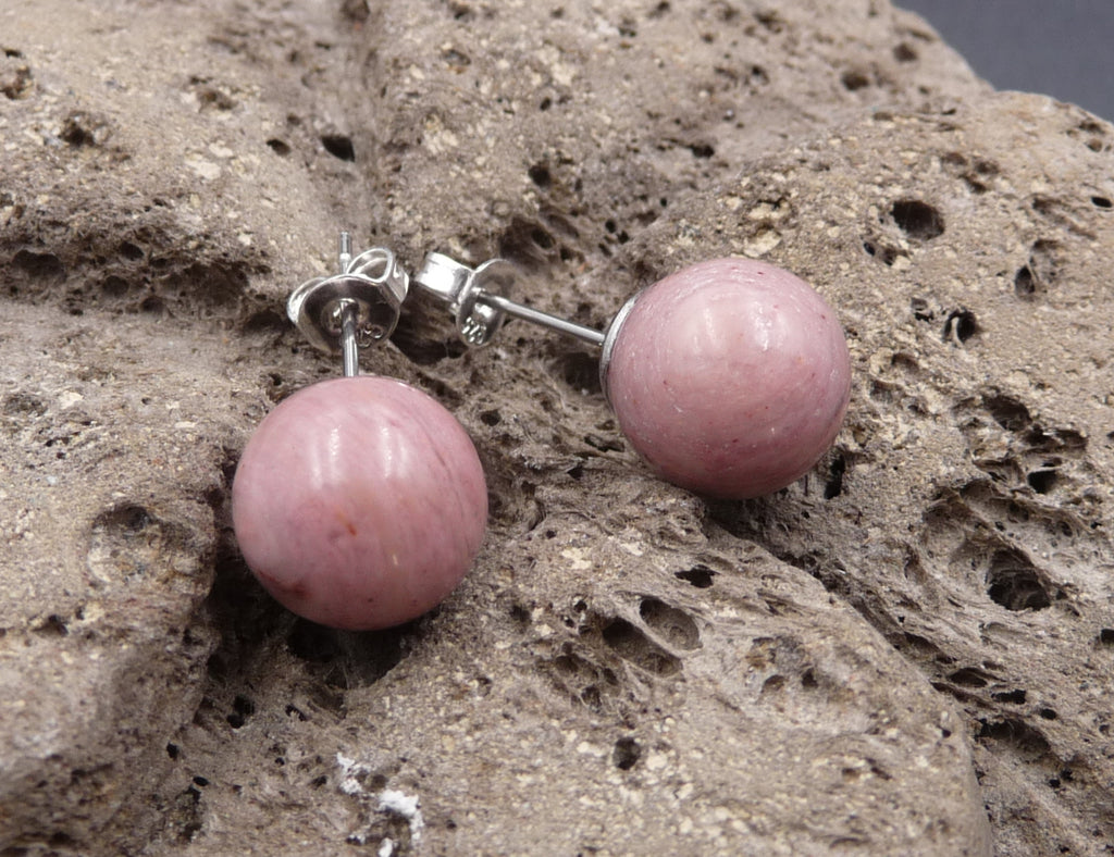 Boucles d'oreilles - Clous en Rhodochrosite - Fermoirs en argent 925