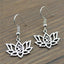 Boucles d'oreilles Fleur de Lotus Om Yoga Méditation crochets en argent 925
