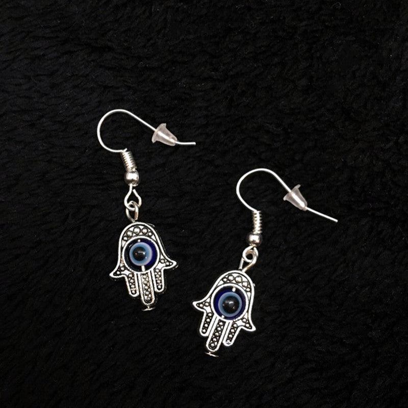 Boucles d'oreilles main de Fatma porte bonheur et oeil turc