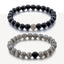 Bracelets de distance / couples - Agate noire et Labradorite 6 mm
