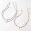 Ensemble de 3 colliers en perles. Vert d’eau, multicolore et rose