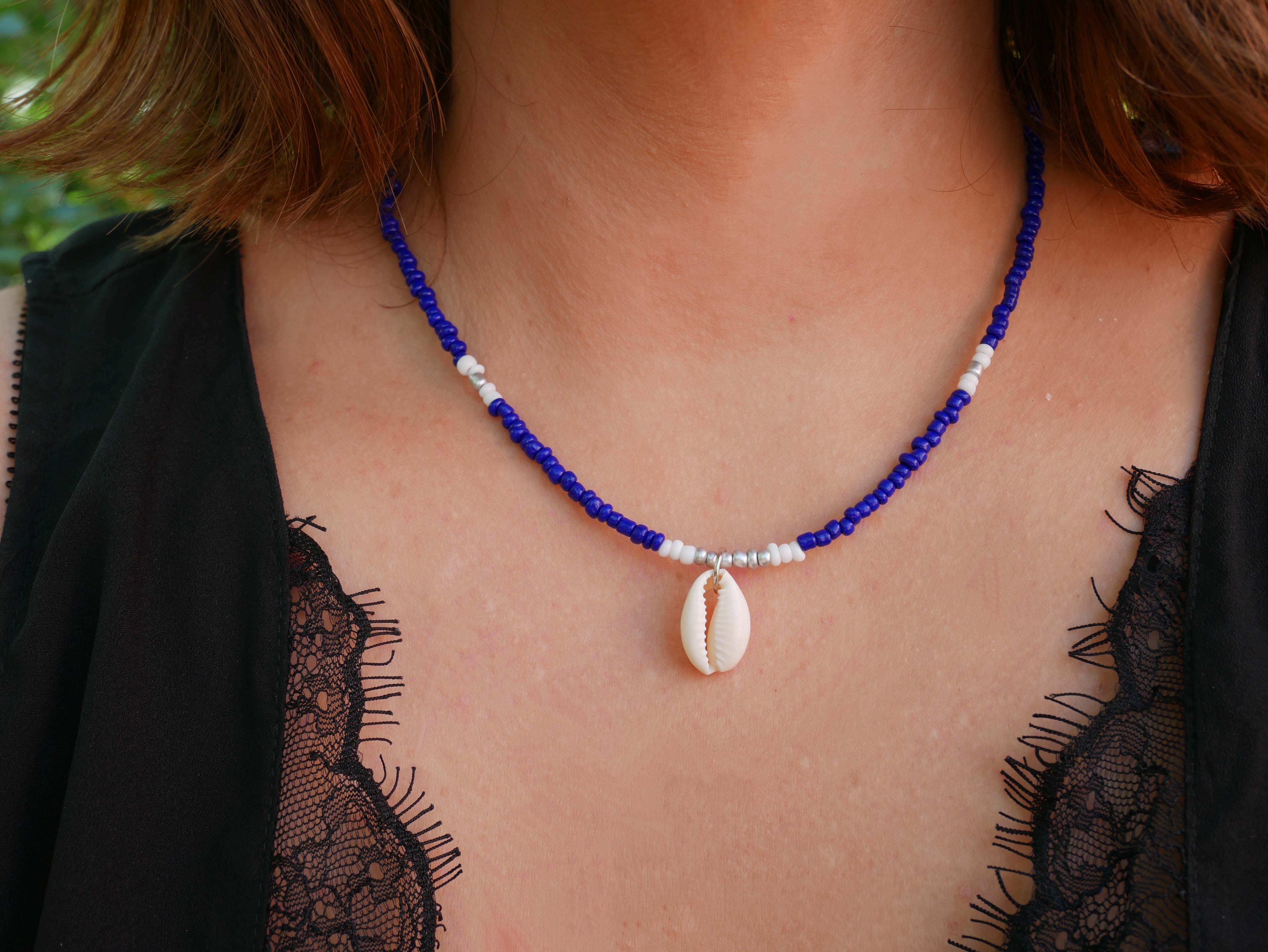 F14 - Collier de Perles de Cauris, 41 cm, Ethnique, Mixte Homme Femme F14 - Collier de Perles de Cauris, 41 cm, Ethnique, Mixte Homme Femme