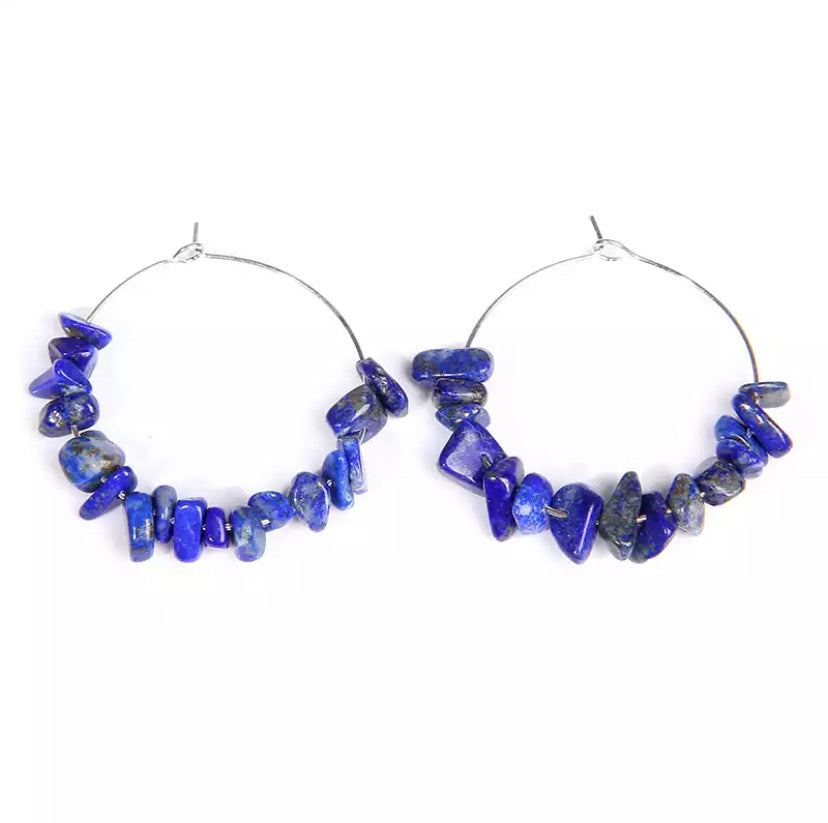 Boucles d'oreilles forme créole en Lapis Lazuli