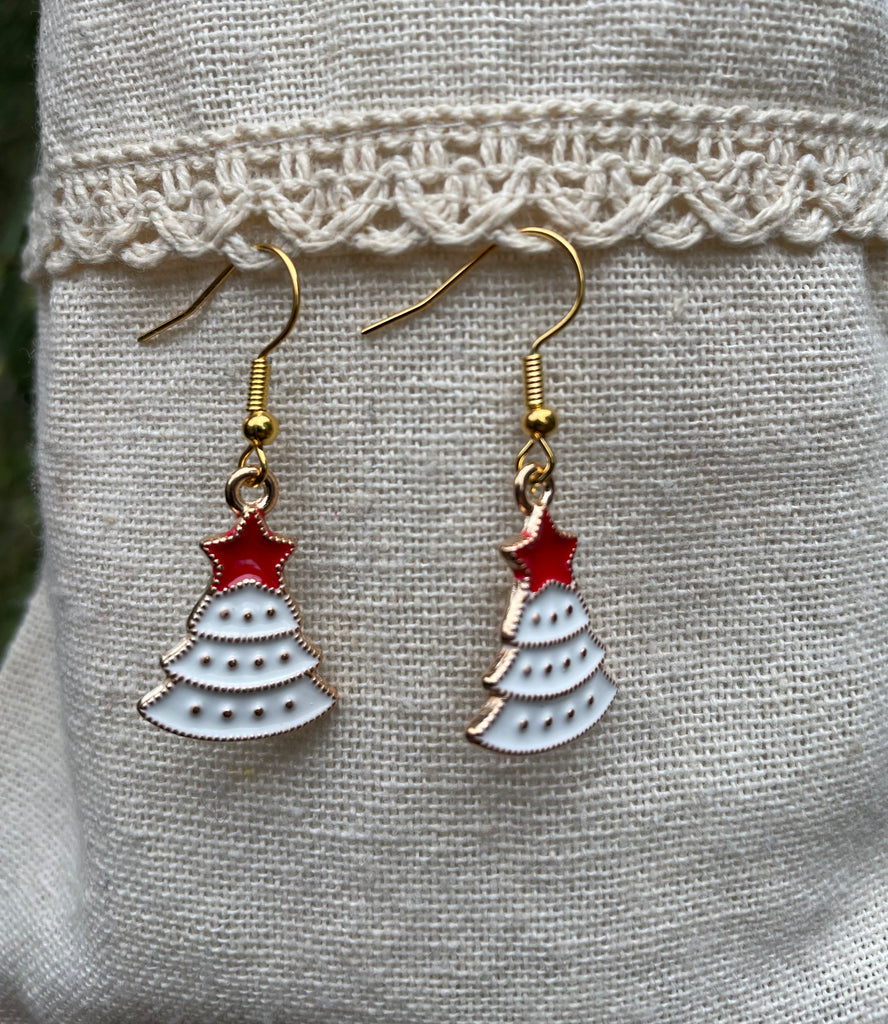 Boucles d'oreilles sapin de Noël rouge