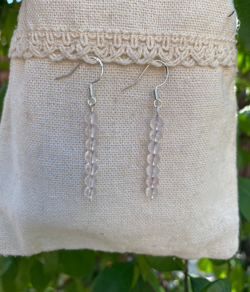 Boucles d'oreilles pendantes en Quartz Rose