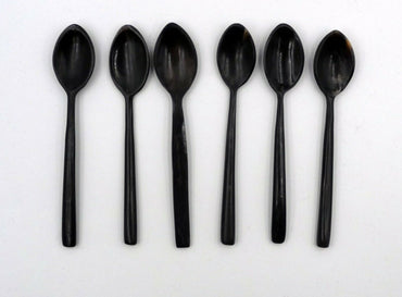 6 cuillères en corne de Zébu bio forme allongée 11,5 cm