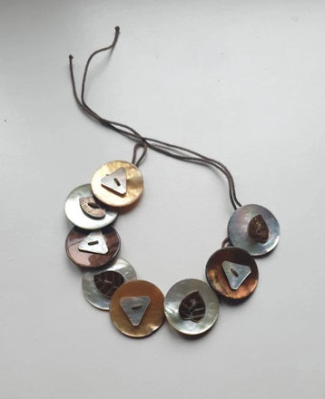 Collier Ethnique Tortue En Bois, Corail Et Nacre - Artisanat Indonésie Bali, Neuf Sans Emballage