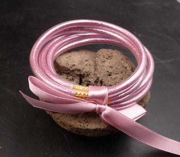 Bracelets Bangles Bouddhistes roses porte bonheur - 5 pièces