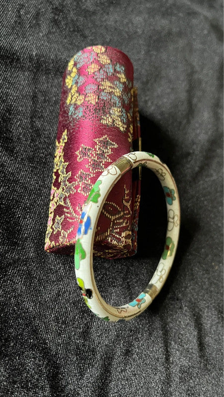 Bracelet jonc rigide vintage en émail cloisonné
