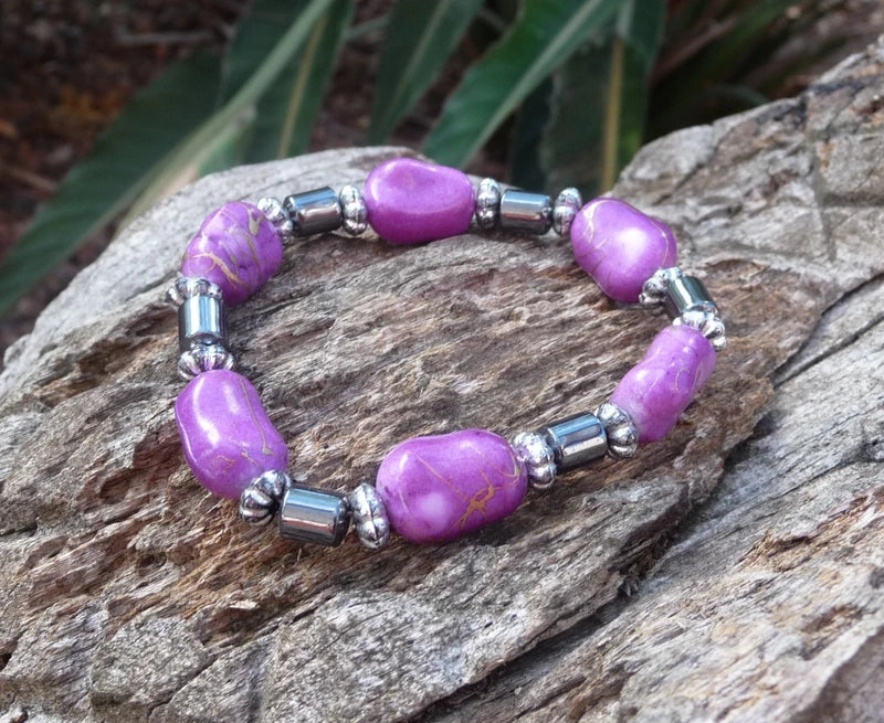 Bracelet en perles en verre de Murano et hématite