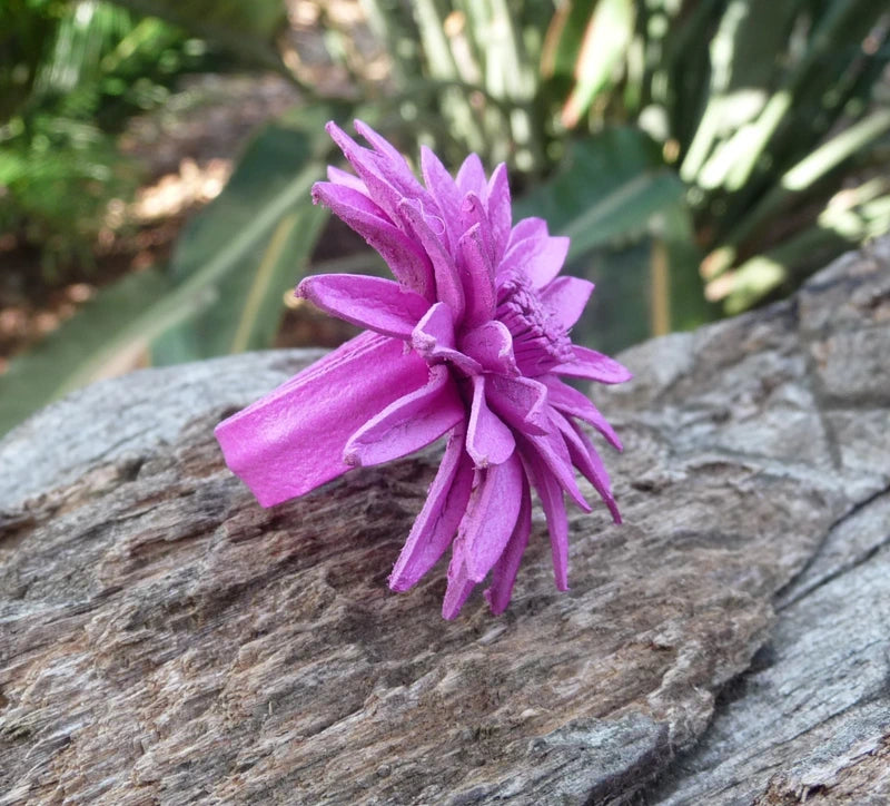 Bague Vintage en cuir marguerite fleur violette mauve taille réglable